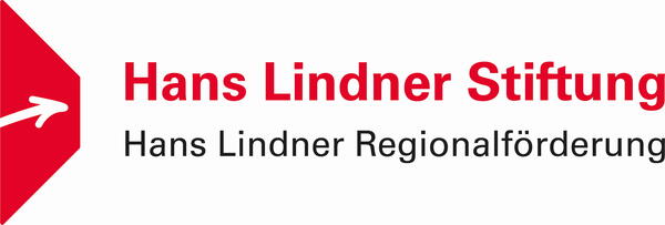 Rote Schrift Hans Lindner Stiftung auf weißem Hintergrund
