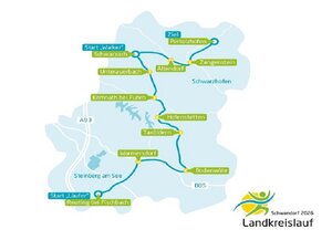 Eine Grafik zeigt den Verlauf von der Strecke beim Landkreis-Lauf 2026