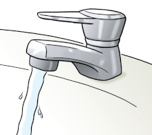Das Bild zeigt einen Wasserhahn.