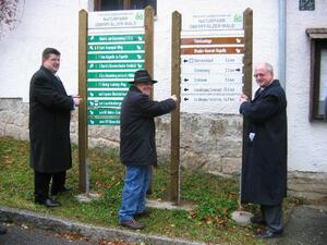 Beim Pressetermin: 1. Vorsitzender Landrat Volker Liedtke, Bgm. Eibauer, Bgm. Neuber (von rechts)